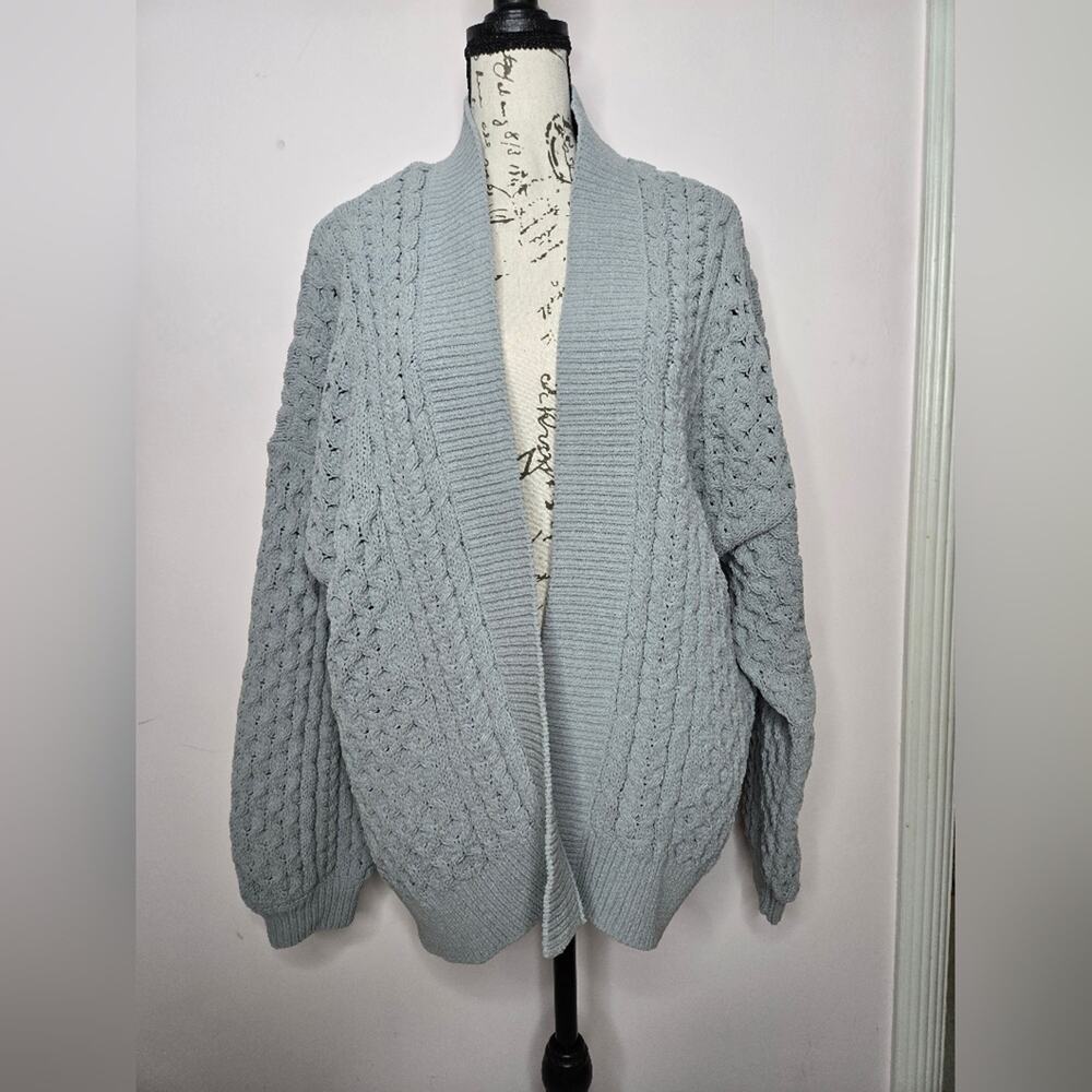 Abercrombie and Fitch Chunky Cable Knit Wrap Sweater Sage Green Long Sleeve XL